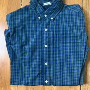J. Crew Blue and Green Casual Button Down Shirt